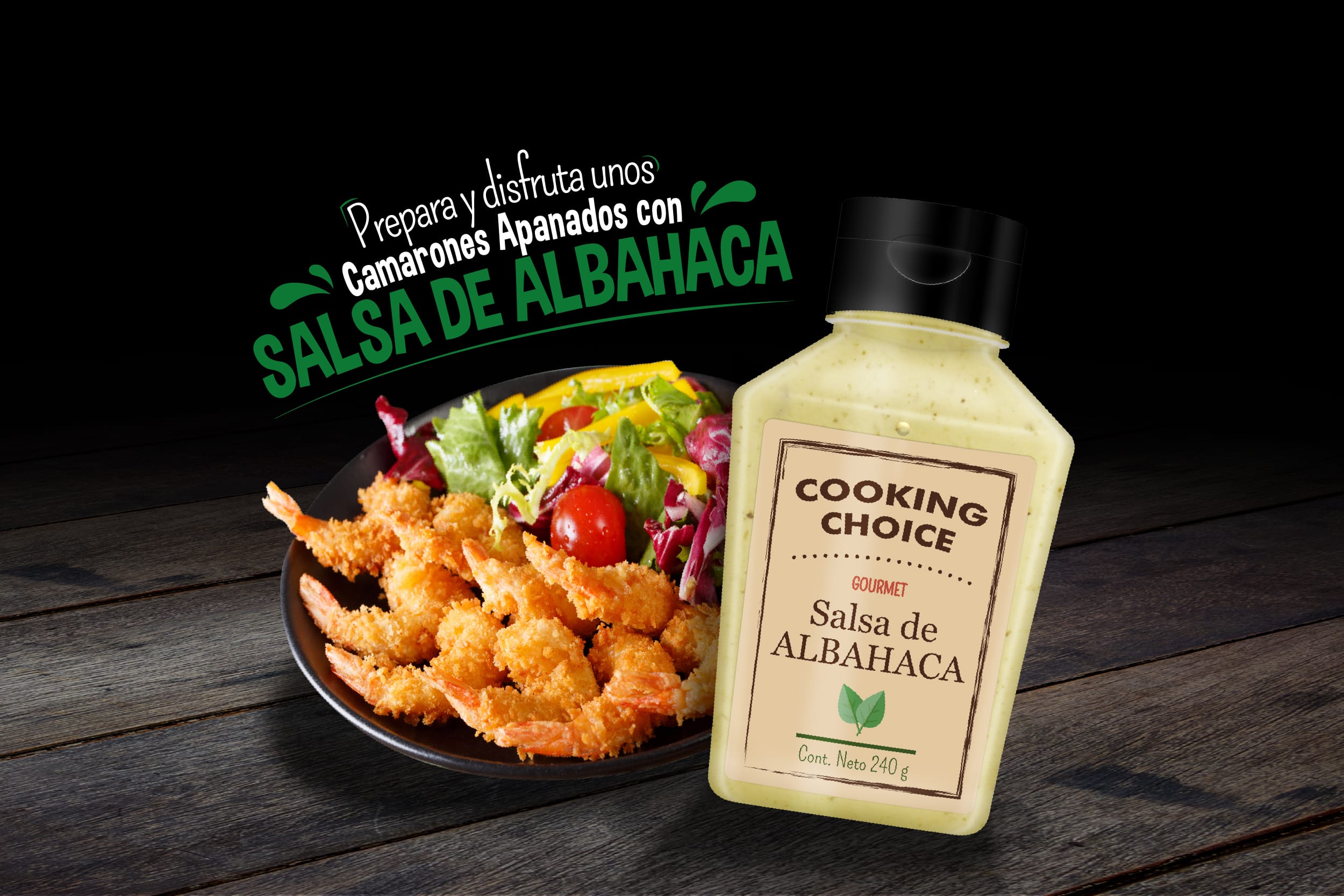 Camarones Apanados con Salsa de Albahaca