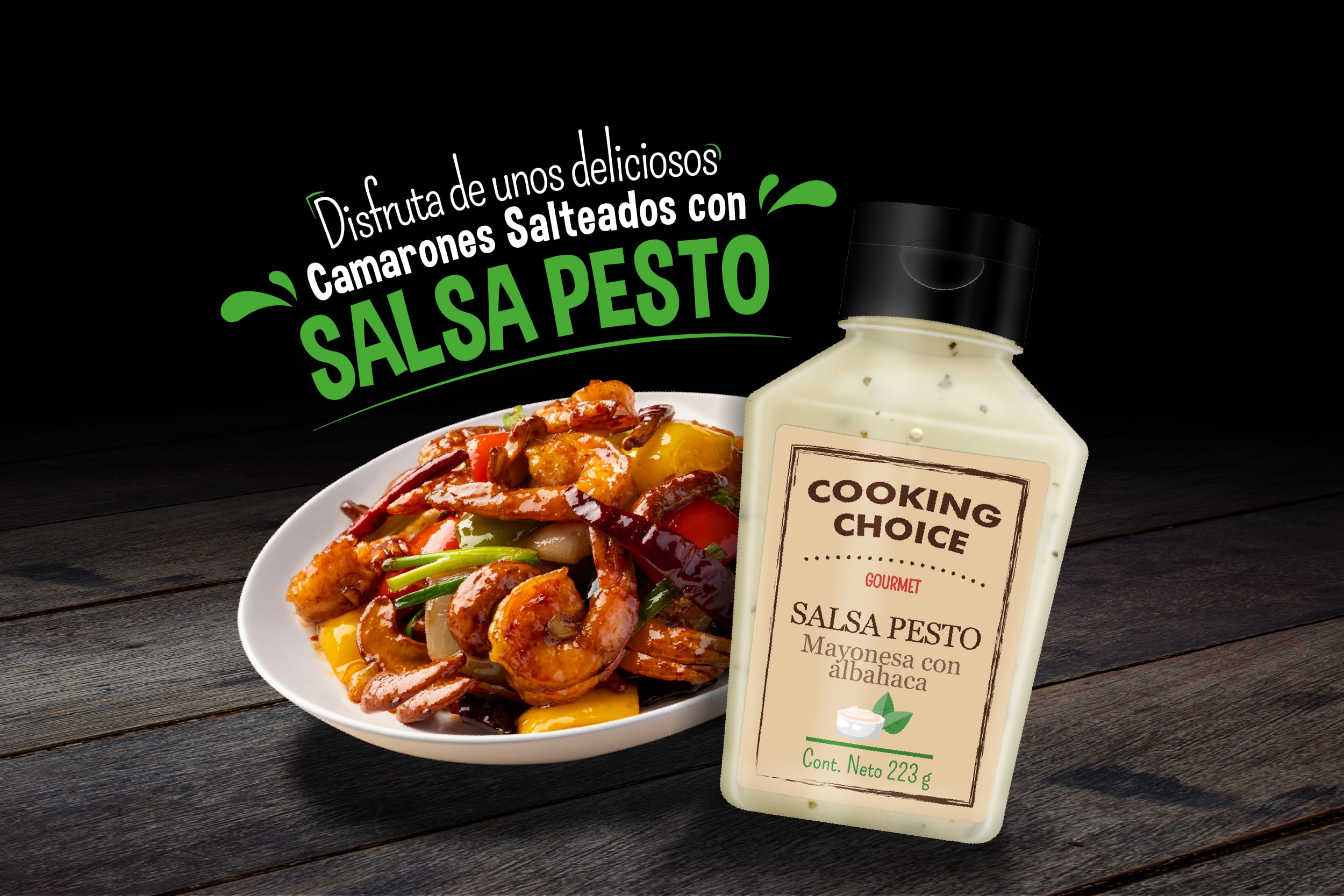 Camarones Salteados con Salsa Pesto