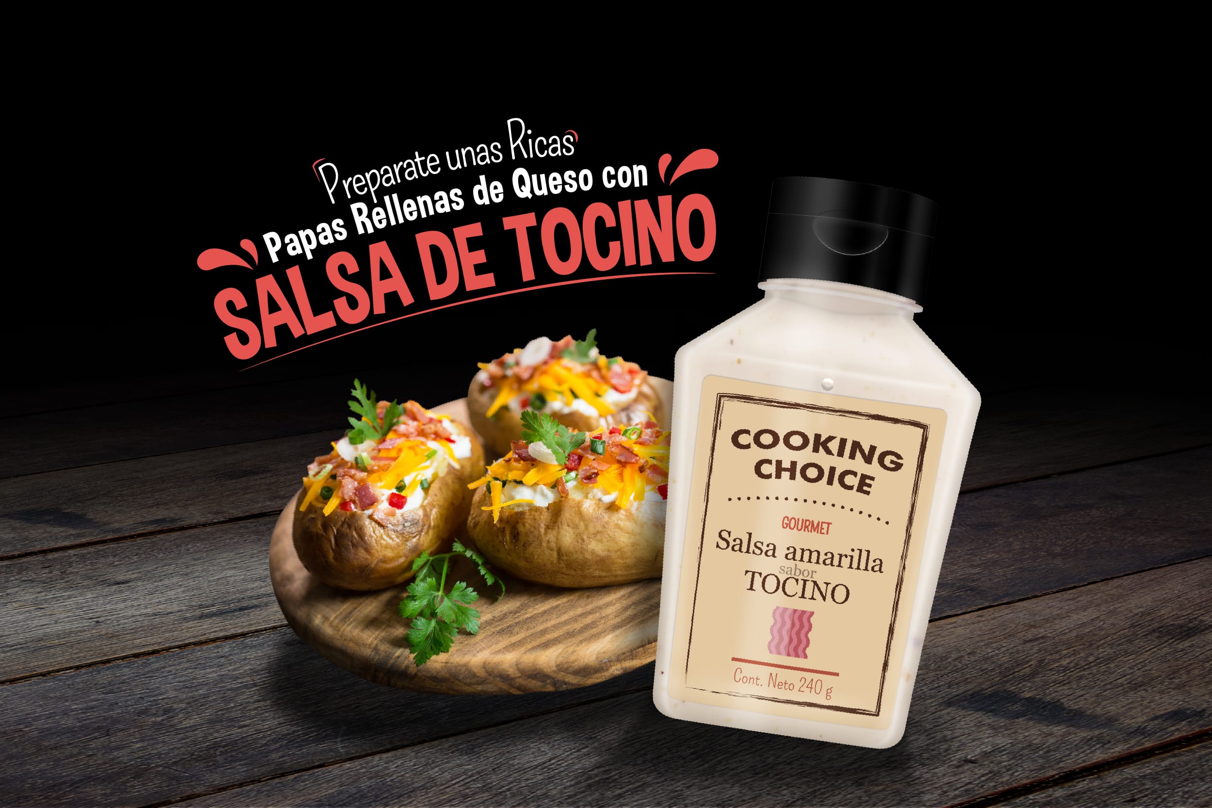 Papas Rellenas de Queso con Salsa de Tocino