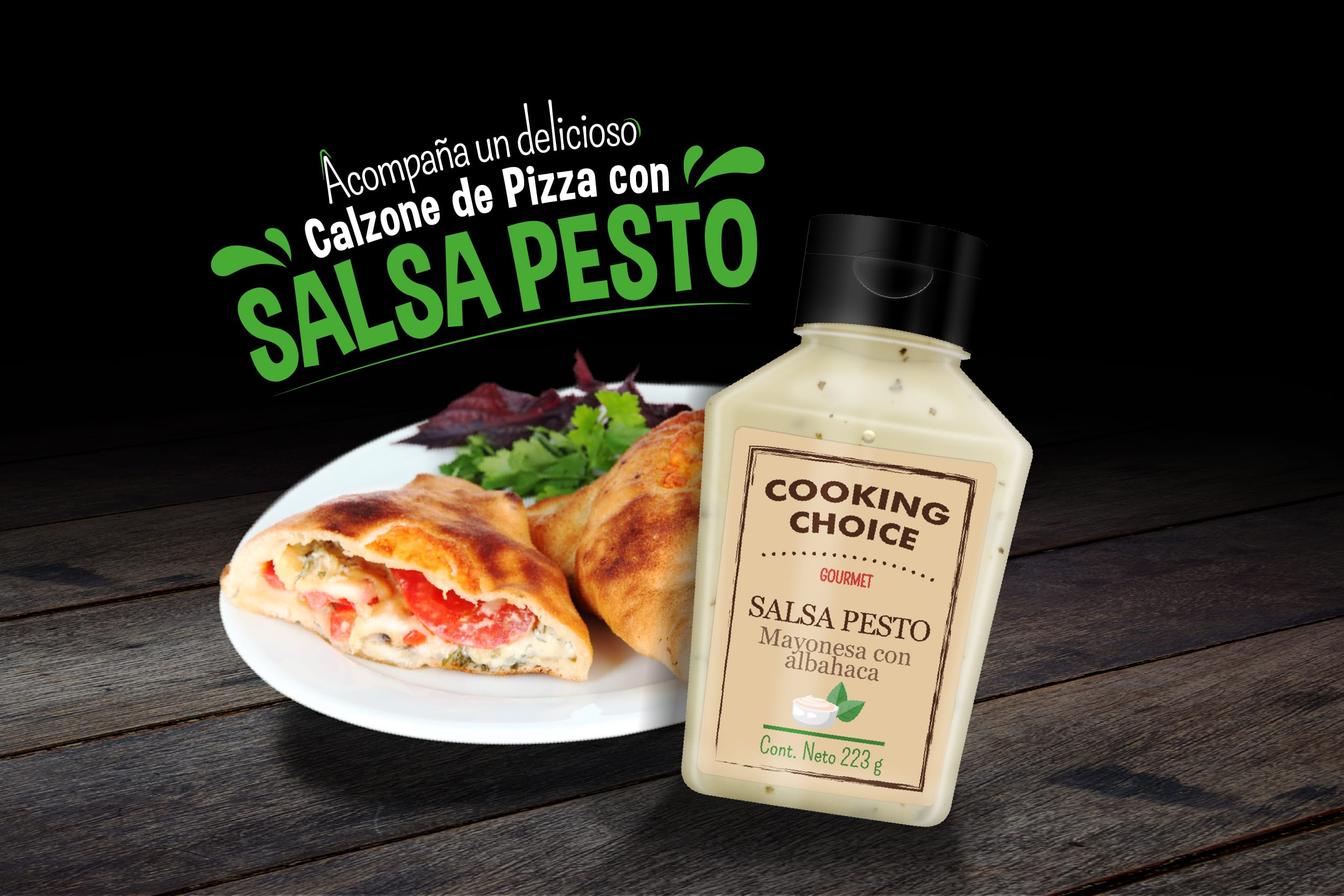 Calzone de Pizza con Salsa de Pesto