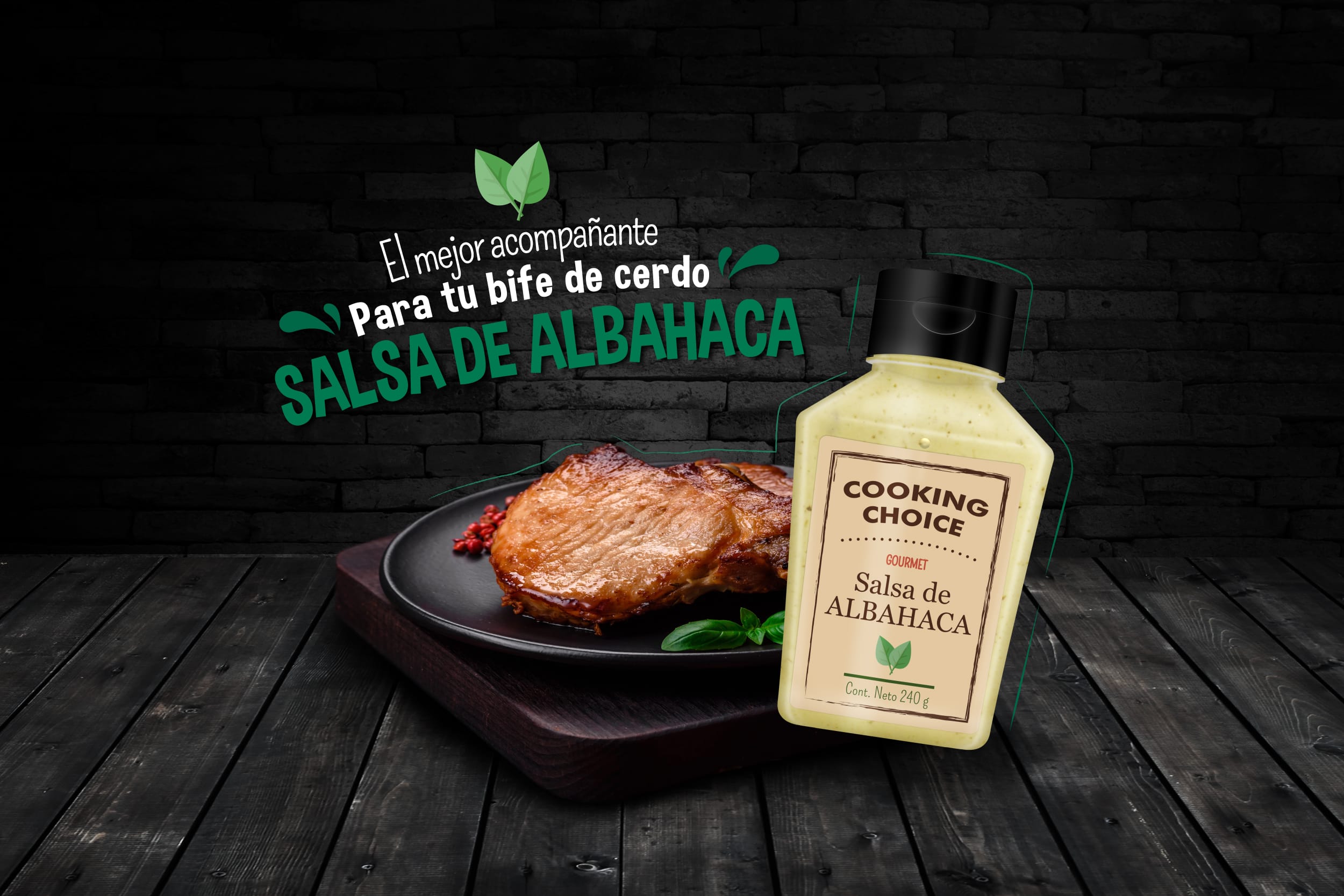 Bife de Cerdo con Salsa de Albahaca