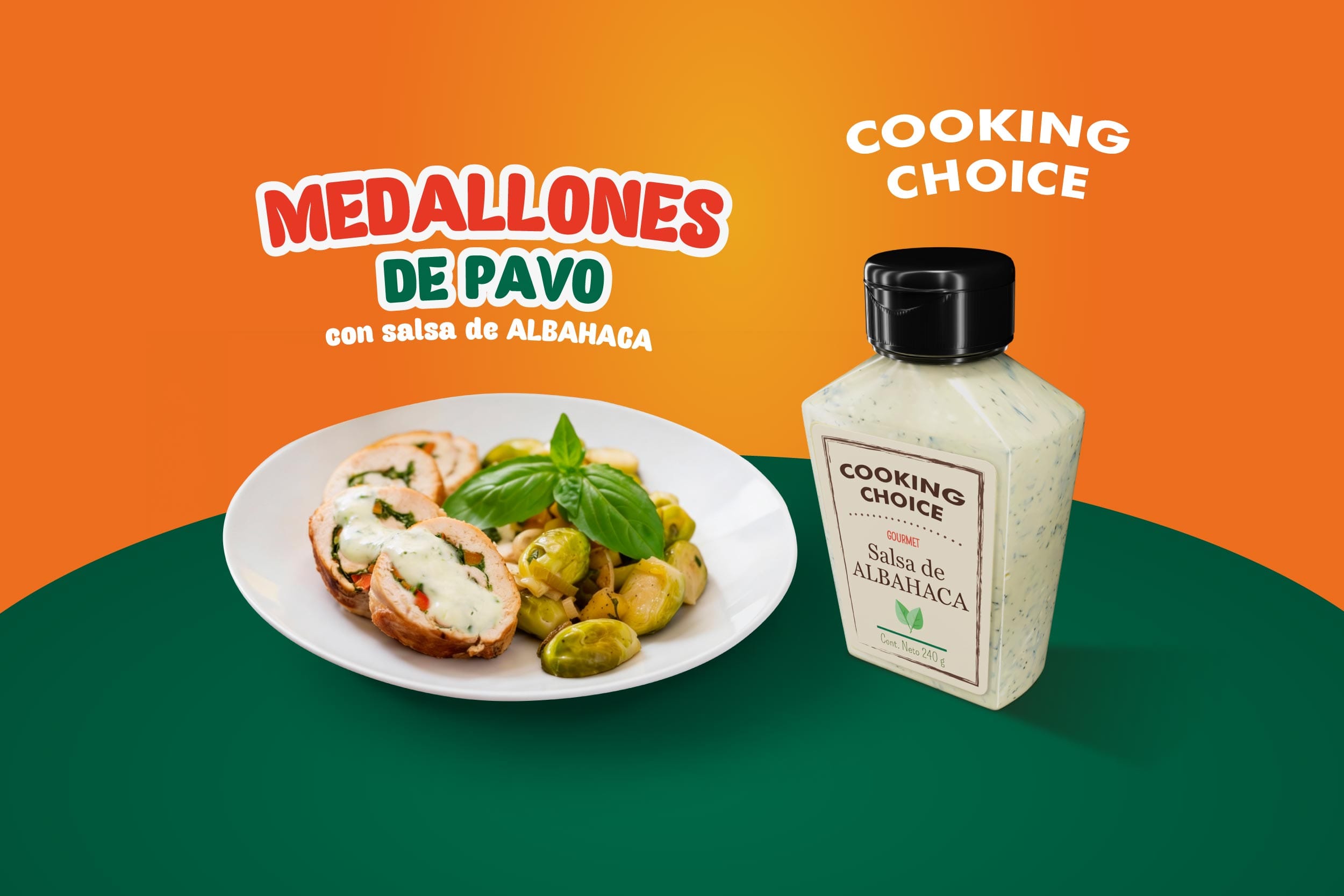 Medallones de pavo con salsa de Albahaca